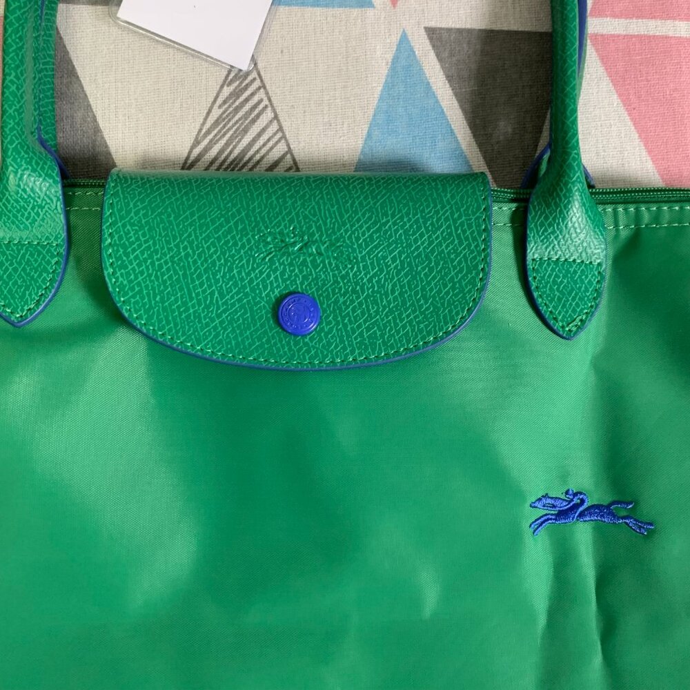 Longchamp Le Pliage Club Tote Green with Blue Accents - Picture 3 of 8